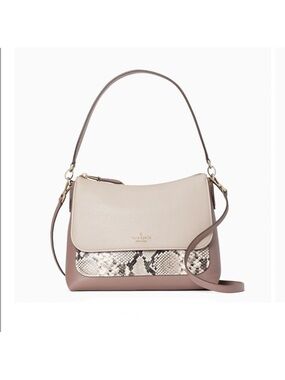 kate spade Two-Tone Mauve & Cream Leather Shoulder Bag with Snake Accent
